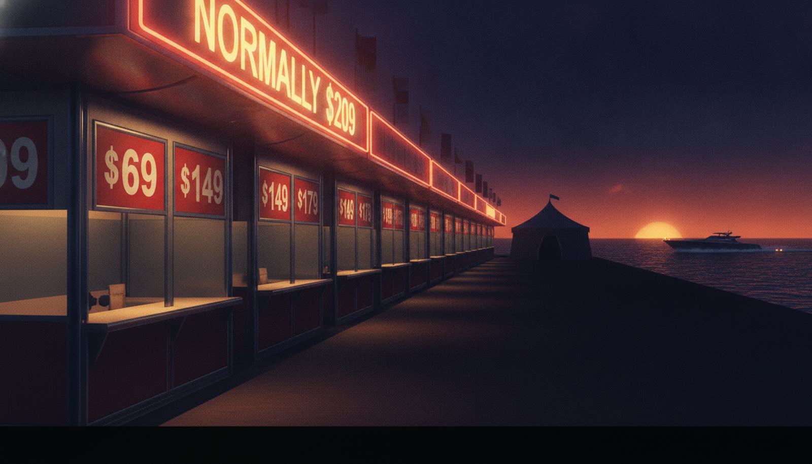 Editorial illustration: five prices, one platform, the funnel is the signal