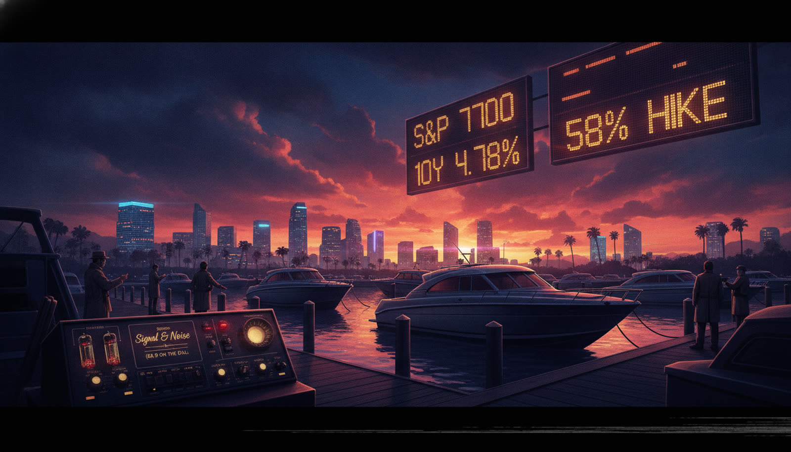 Storm-warning skies over the AI-trading trade as rates stay high and mega-cap leaders soften.